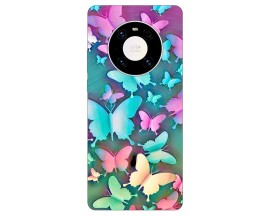 Husa Silicon Soft Upzz Print Compatibila Cu  Huawei Mate 40 Pro Model Colorfull Butterflies