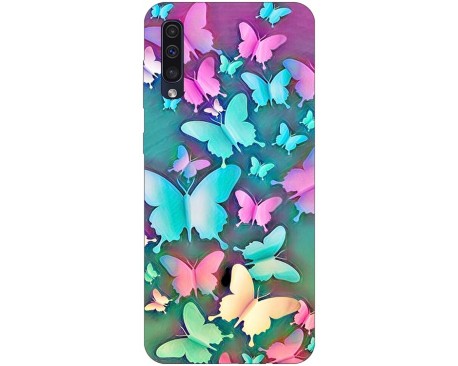 Husa Silicon Soft Upzz Print Compatibila Cu Samsung Galaxy A50  Model Colorfull Butterflies
