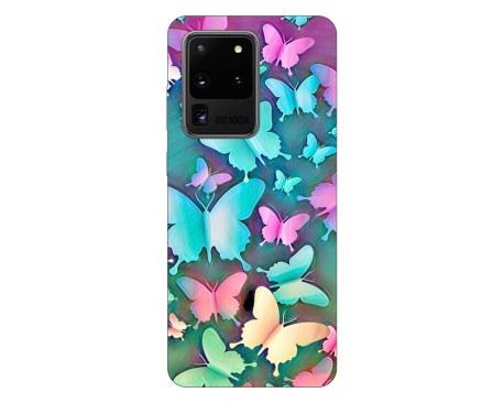 Husa Silicon Soft Upzz Print Samsung Galaxy S20 Ultra Model Colorfull Butterflies