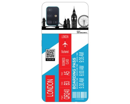 Husa Silicon Soft Upzz Print Travel Compatibila cu Samsung Galaxy A51 Model London