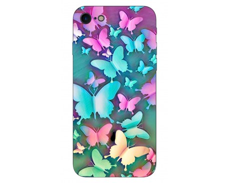 Husa Silicon Soft Upzz Print Compatibila Cu Iphone 7/ Iphone 8  Model Colorfull Butterflies