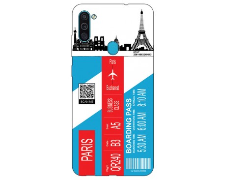 Husa Silicon Soft Upzz Print Travel Compatibila cu Samsung Galaxy A11 Model Paris
