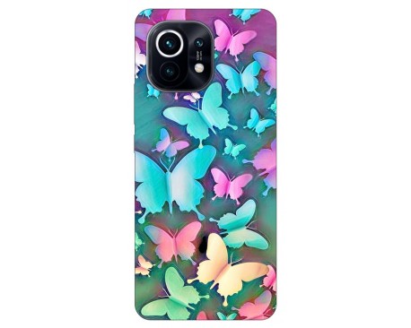 Husa Silicon Soft Upzz Print Compatibila Cu Xiaomi Mi 11 Model Colorfull Butterflies