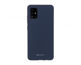 Husa Spate Mercury Goospery Silicone Compatibila Cu Samsung Galaxy A31, Interior Alcantara, Dark Blue