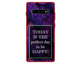 Husa Premium Spate Upzz Pro Anti Shock Compatibila Cu Samsung Galaxy S10, Model Perfect Day, Rama Rosie