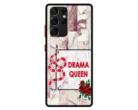 Husa Premium Spate Upzz Pro Anti Shock Compatibila Cu Samsung Galaxy S21 Ultra, Model Drama Queen, Rama Neagra