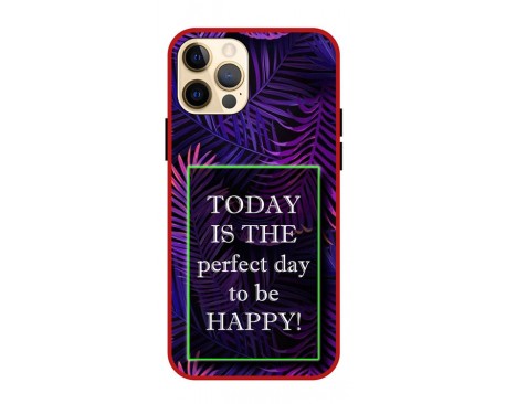 Husa Premium Spate Upzz Pro Anti Shock Compatibila Cu Iphone 12 Pro Max, Model Perfect Day, Rama Rosie