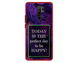 Husa Premium Spate Upzz Pro Anti Shock Compatibila Cu Xiaomi Redmi 9, Model Perfect Day, Rama Rosie