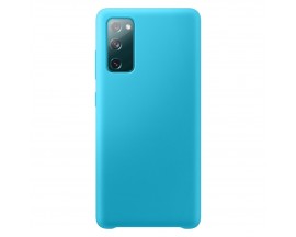 Husa Premium Upzz No Logo Soft Silicon Compatibila Cu Samsung Galaxy A51, Invelis Alcantara La Interior, Albastru Deschis