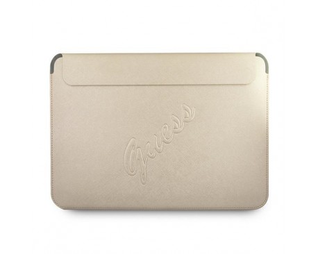 Husa Premium Guess Sleeve Saffiano Scrip  Compatibila Cu Laptop / Macbook Pro / Air 13inch, Gold