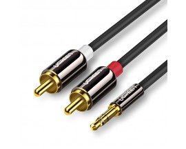 Cablu Audio Ugreen 2 X Rca (tata) La Jack 3.5 Mm (tata), 3 Metri, Gold Plated, Negru - 815906
