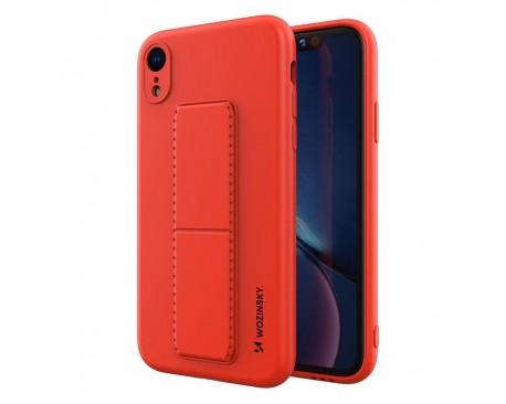 Husa Spate Wozinsky Compatibila Cu iPhone Xr, Cu Stand Metalic Pe Spate, Protectie La Camera - Rosu
