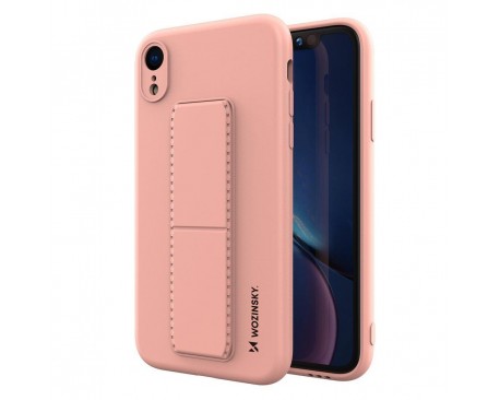 Husa Spate Wozinsky Compatibila Cu iPhone Xr, Cu Stand Metalic Pe Spate, Protectie La Camera - Roz