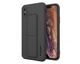 Husa Spate Wozinsky Compatibila Cu iPhone Xs / X, Cu Stand Metalic Pe Spate, Protectie La Camera - Negru