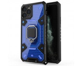 Husa Spate Upzz Techsuit Honeycomb Armor Cu Inel Metalic Compatibila Cu iPhone 11 Pro Max Albastru