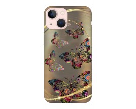 Husa Silicon Soft Upzz Print Compatibila Cu iPhone 13 Mini Model Golden Butterfly