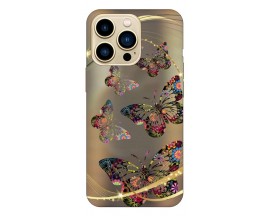 Husa Silicon Soft Upzz Print Compatibila Cu iPhone 13 Pro Model Golden Butterfly