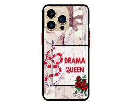 Husa Premium Spate Upzz Pro Anti Shock Compatibila Cu iPhone 13 Pro , Model Drama Queen, Rama Neagra