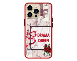 Husa Premium Spate Upzz Pro Anti Shock Compatibila Cu Iphone 13 Pro , Model Drama Queen, Rama Rosie