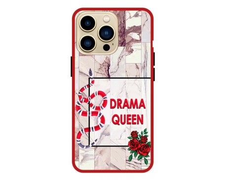 Husa Premium Spate Upzz Pro Anti Shock Compatibila Cu Iphone 13 Pro , Model Drama Queen, Rama Rosie