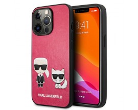 Husa Spate Karl Lagerfeld Compatibila Cu iPhone 13 Pro, Colectia Ikonik Karl Si Choupette, Piele, Rosu - 9027278