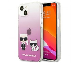 Husa Spate Karl Lagerfeld Compatibila Cu iPhone 13 Mini, Colectia Karl Si Choupette, Roz - 9027414