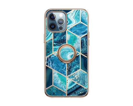 Husa Spate Supcase Comso Compatibila Cu iPhone 13 Pro Max, Cu Inel Pe Spate, Ocean Blue