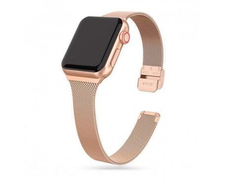 Curea Upzz Tech Thin Milanese Compatibila Cu Apple Watch 4 / 5 / 6 / 7 / SE (38 / 40 / 41 MM), Gold