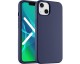 Husa Spate Upzz Beline Compatibila Cu iPhone 13, Silicon Soft, Protectie la Camera, Microfibra Interior, Albastru