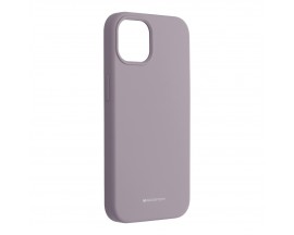 Husa Spate Mercury Silicone Compatibila iPhone 13 Pro Max, Interior Alcantara , Lavander Gri