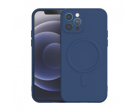 Husa Spate Upzz MagSafe Compatibila Cu iPhone 13 Pro, Microfibra La Interior, Compatibila Cu MagSafe, Albastru