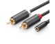 Cablu Audio Ugreen 3,5 mm Mini Jack (female) - 2RCA (male), Lungime 0.25m Gri